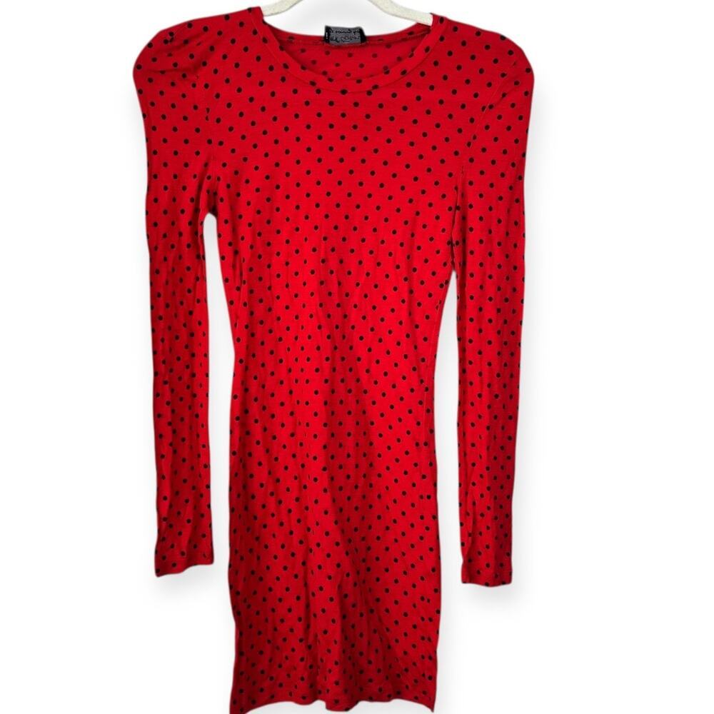 Torn By Ronny Kobo Red Polka Dot Long Sleeve Dress Black Size Xs248